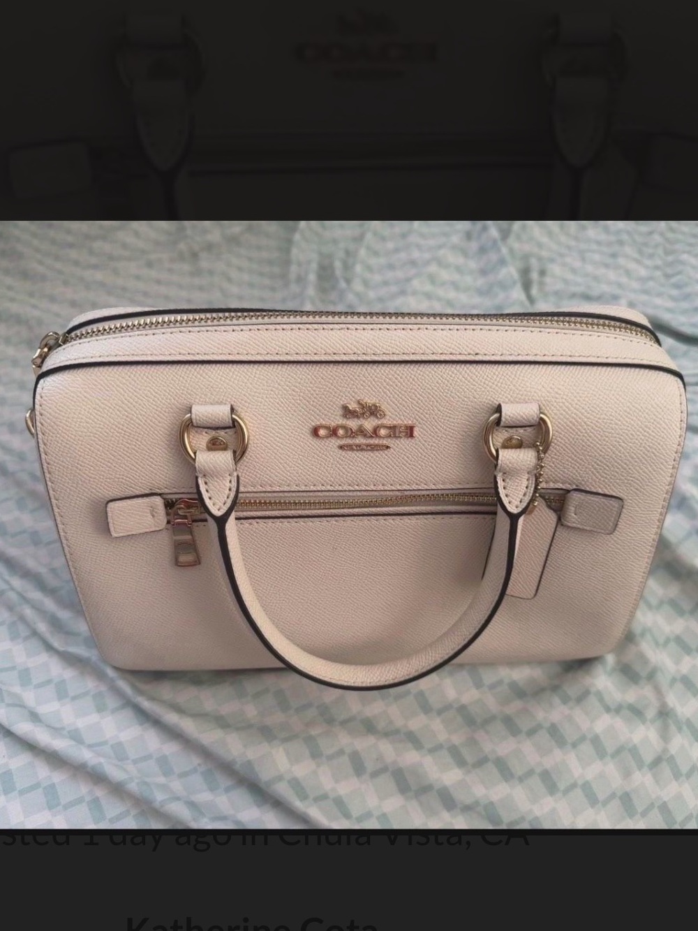 Coach Pebbled Leather Satchel in Light Cream with Gold Hardware - Picture 1 of 3